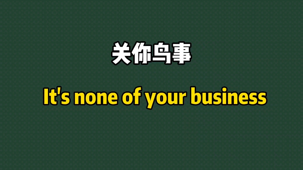 关你鸟事:its none of your business#零基础学英语 #流利说英语