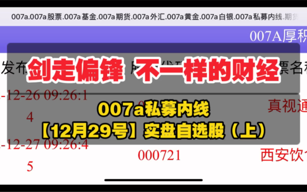 007a私募内线|【22年12月29号】实盘自选股(上)哔哩哔哩bilibili