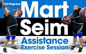 【举重】Mart Seim马特西姆 训练(直腿抓,实力推举,宽拉,反手弯举)哔哩哔哩bilibili