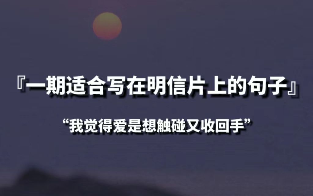 【句子控】“我觉得爱是想触碰又收回手”,一些适合写在明信片上的句子哔哩哔哩bilibili