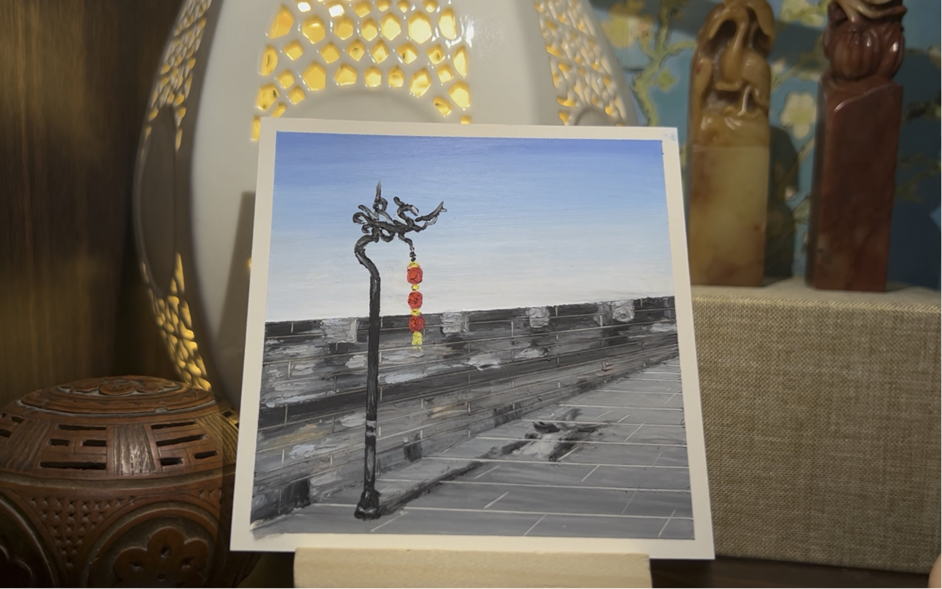 油画棒 画了一个暑假 城墙 西安城墙 油画棒教程 油画棒城墙 重彩油画