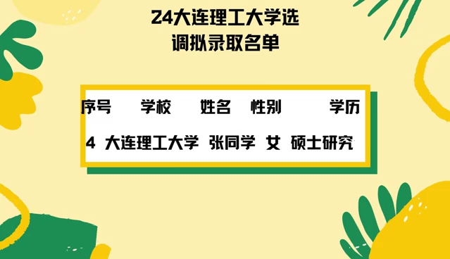 24大连理工大学选调拟录取名单