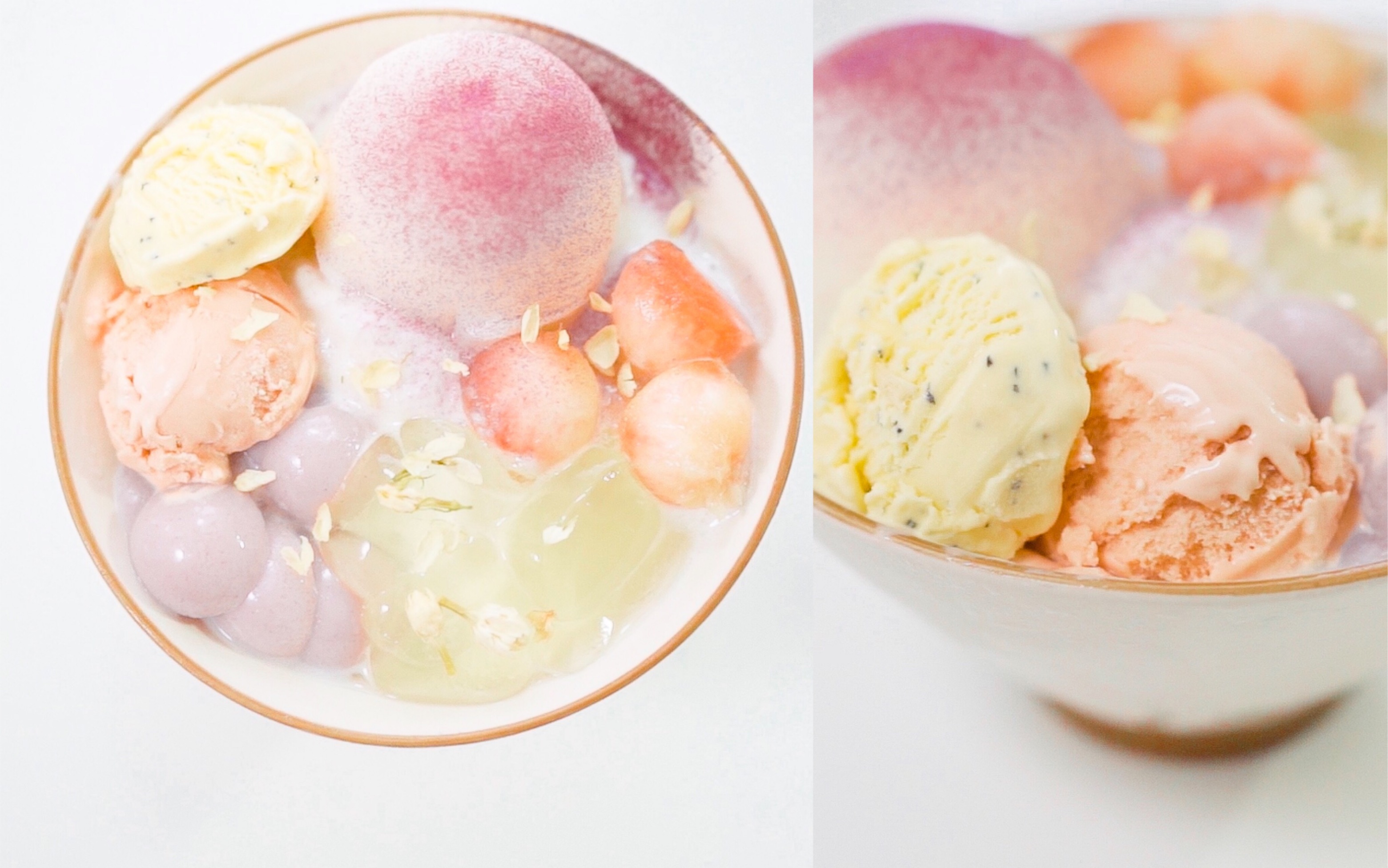 茉莉蜜桃冰# 粉嫩解暑的快手冰沙!1碗8种料