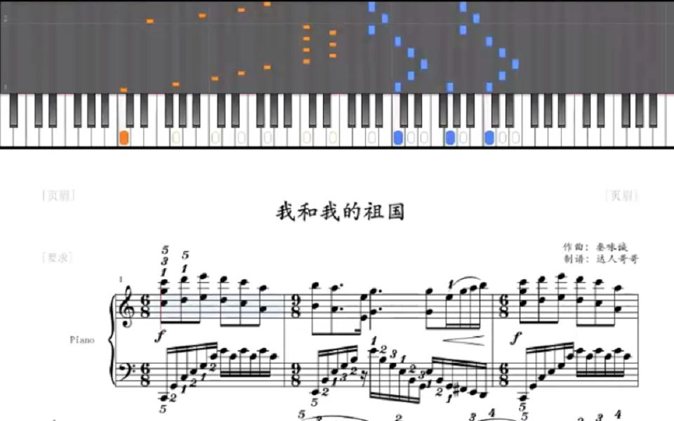 【钢琴谱】我和我的祖国(演奏谱)(C调)(送指法)哔哩哔哩bilibili