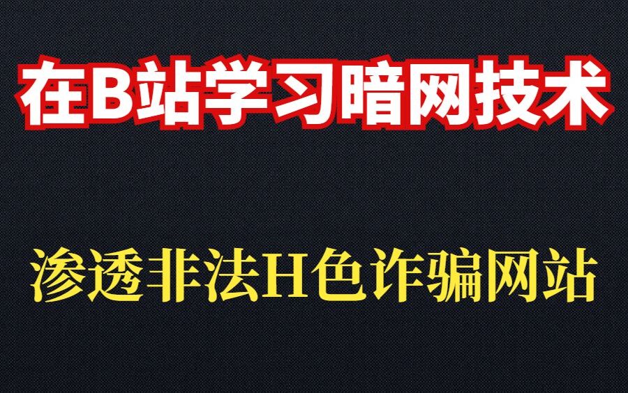 【网络安全】多亏了这套暗网教程 学完能渗透H色诈骗网站 网站渗透技术课程哔哩哔哩bilibili