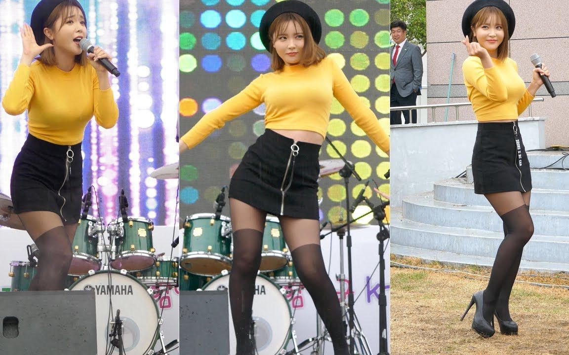 洪真英黄衣黑丝傻白甜超萌国民小姐姐