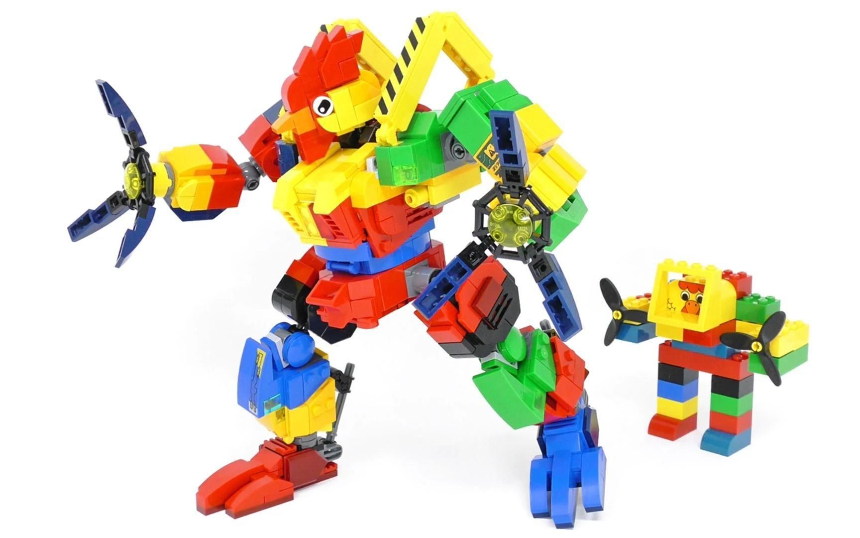 乐高儿童积木改造公鸡机甲战士