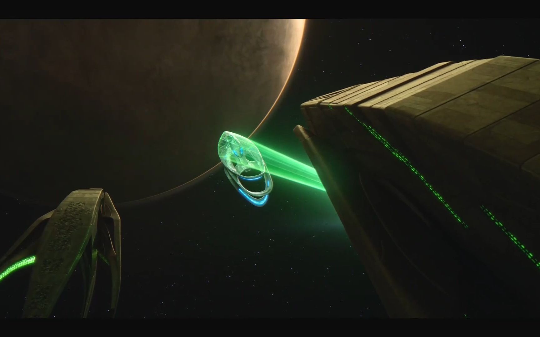 奥维尔号 第三季 krill星际战列巡洋舰向奥维尔号飞船发射牵引光束