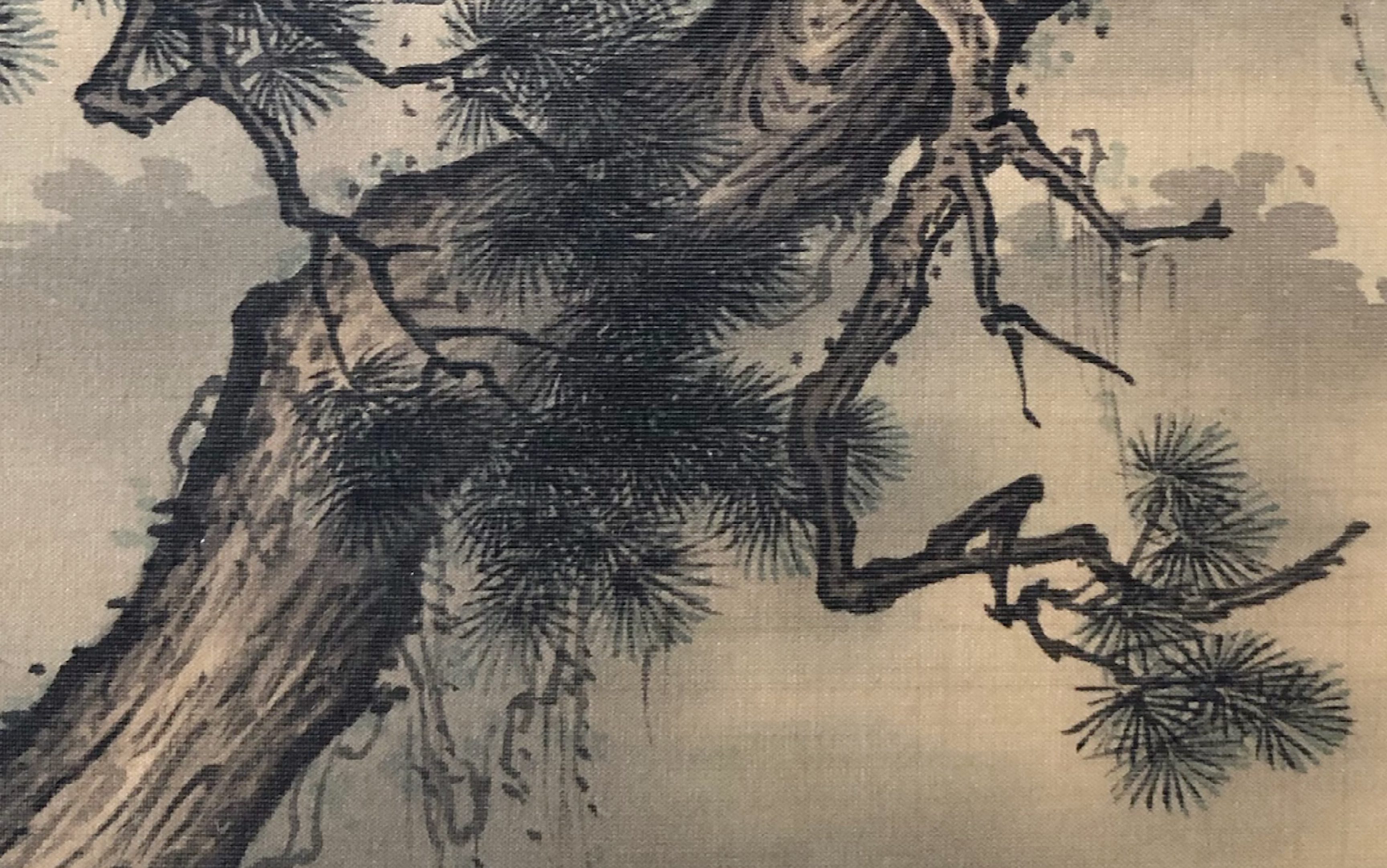 国画静听松风下宋画绘画记录