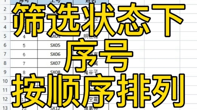 表格筛选状态下序号能按顺序排列要咋弄?