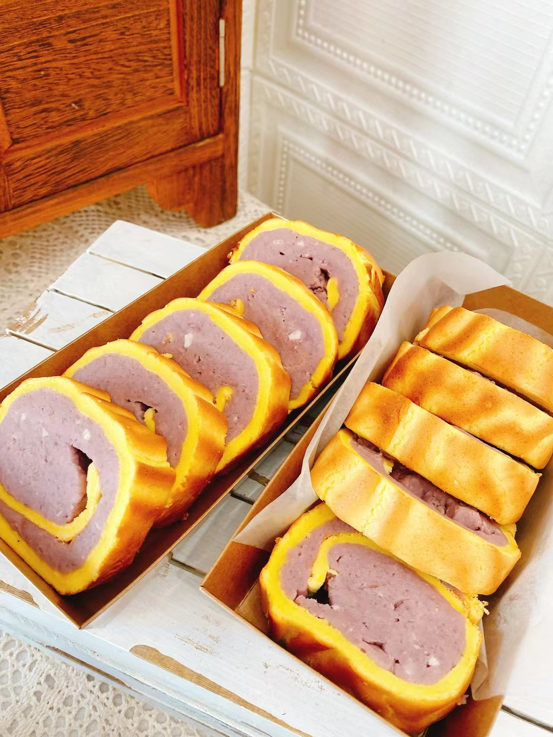 香香甜甜的虎皮芋泥卷出炉啦