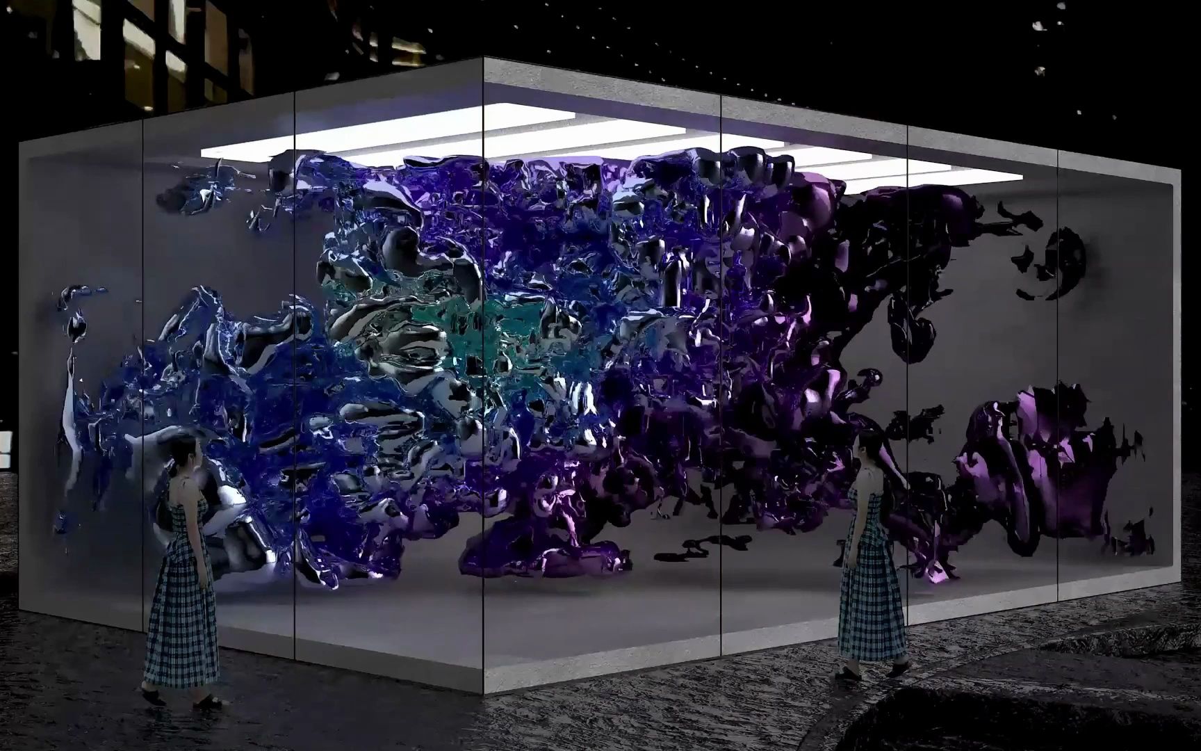 c4d&oc现代展厅交互概念艺术装置三维动画制作