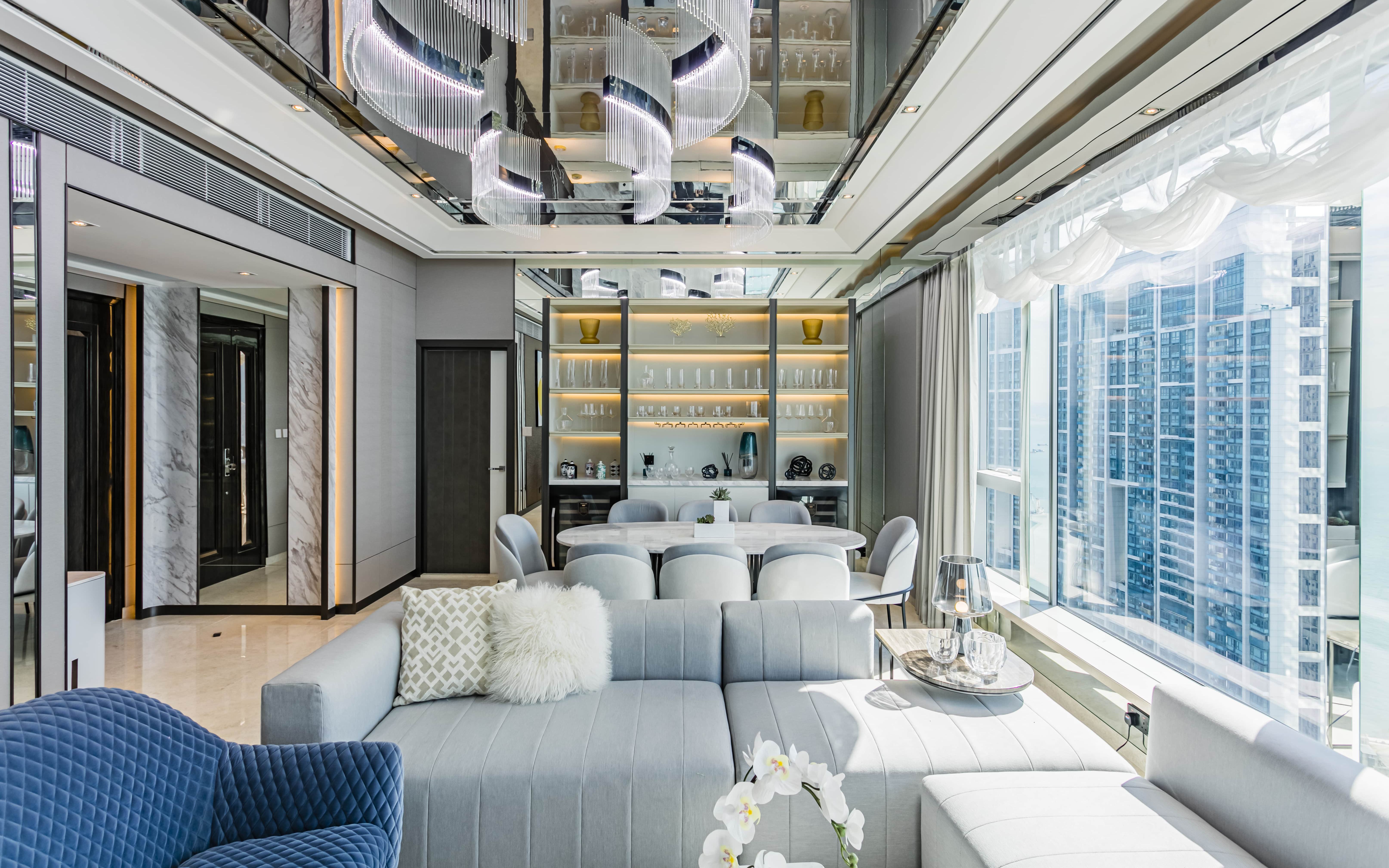 【宅天下室内设计】香港九龙站上盖1400呎豪宅 现代简约奢华设计装修