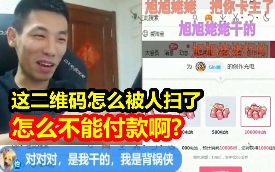 宝哥要给GINI酱充电!二维码却被人扫了不能付款!粉丝:旭旭姥姥干的!哔哩哔哩bilibili