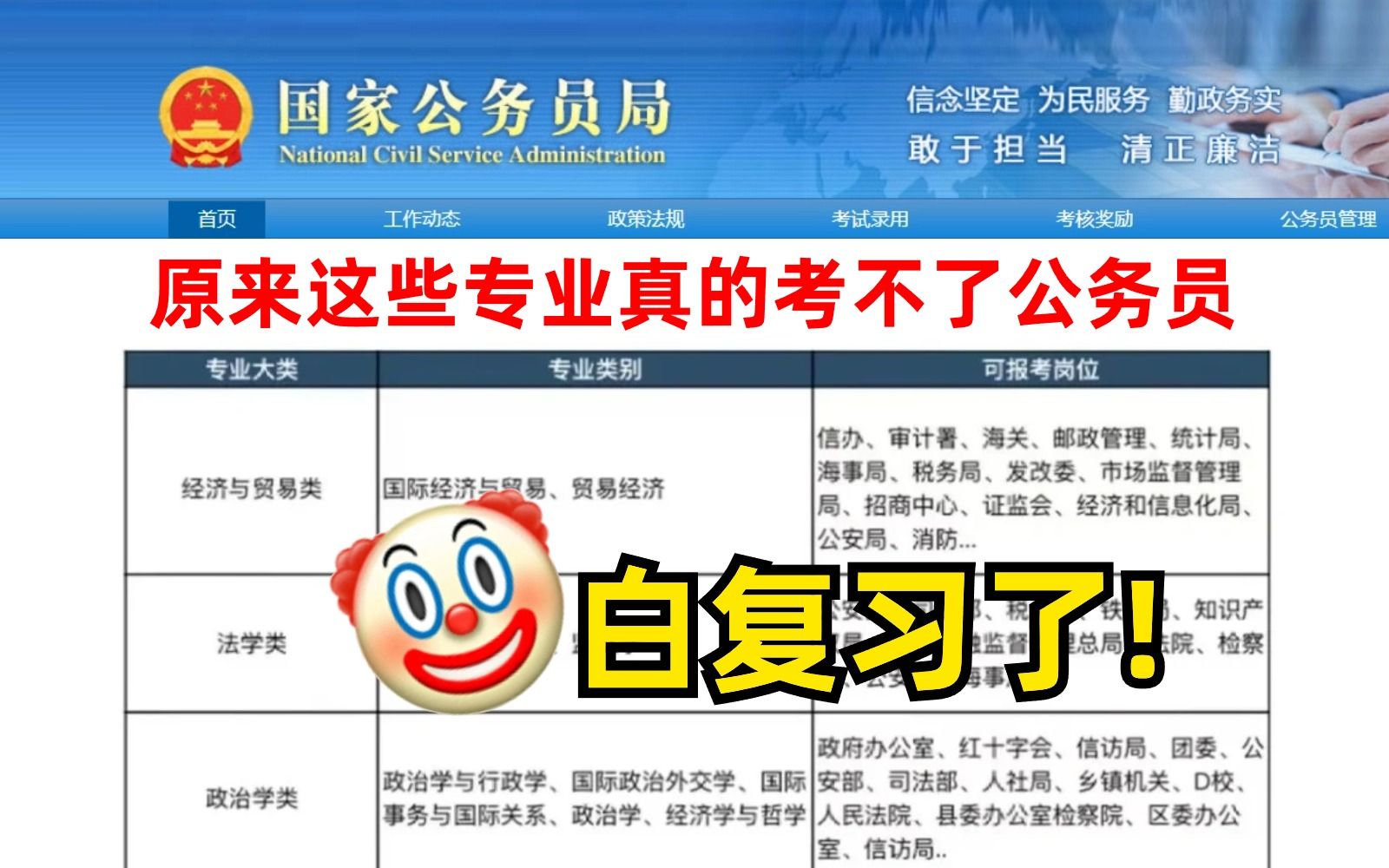 蚌埠住了!原来这些专业真的考不了公务员,为什么报考的时候没人早点告诉我!哔哩哔哩bilibili