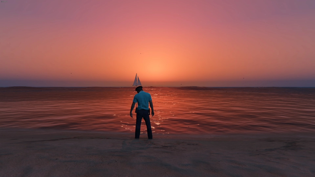 ﹙gtaol)夕阳下的洛圣都真的很美很温馨