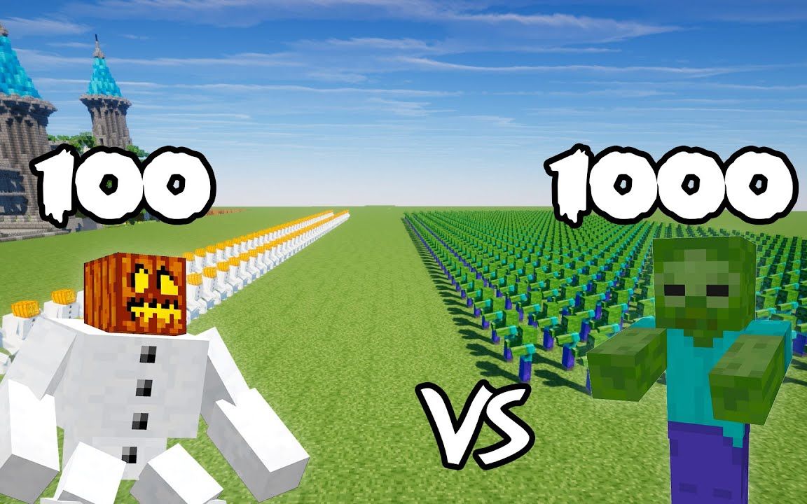 【我的世界】100 突变雪傀儡vs 1000只僵尸