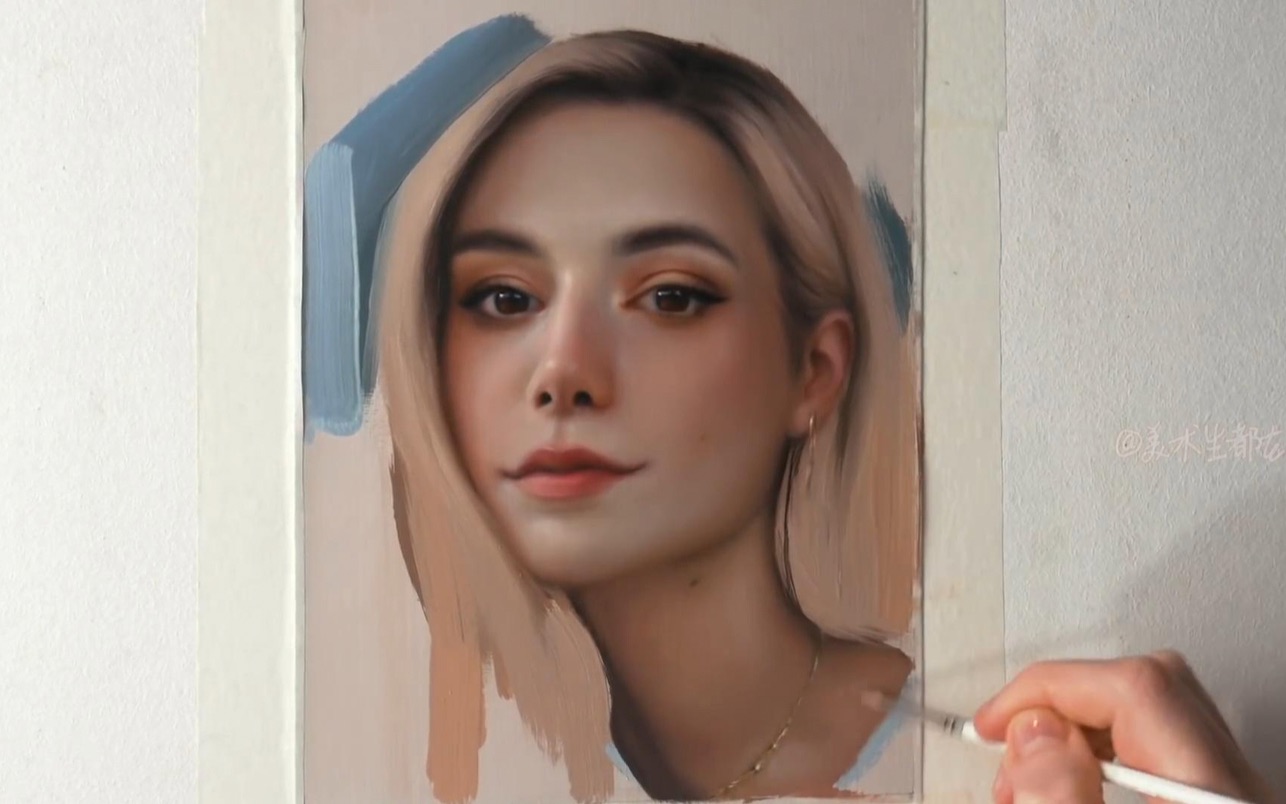 用耳朵画的女孩油画