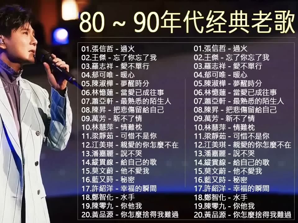 经典老歌100首大全 80 ~ 90年代经典老歌 群星 里 一人一首成名曲 [ 张信哲  过火 , 王杰  忘了你忘了我 , 罗志祥  爱不单行哔哩哔哩bilibili