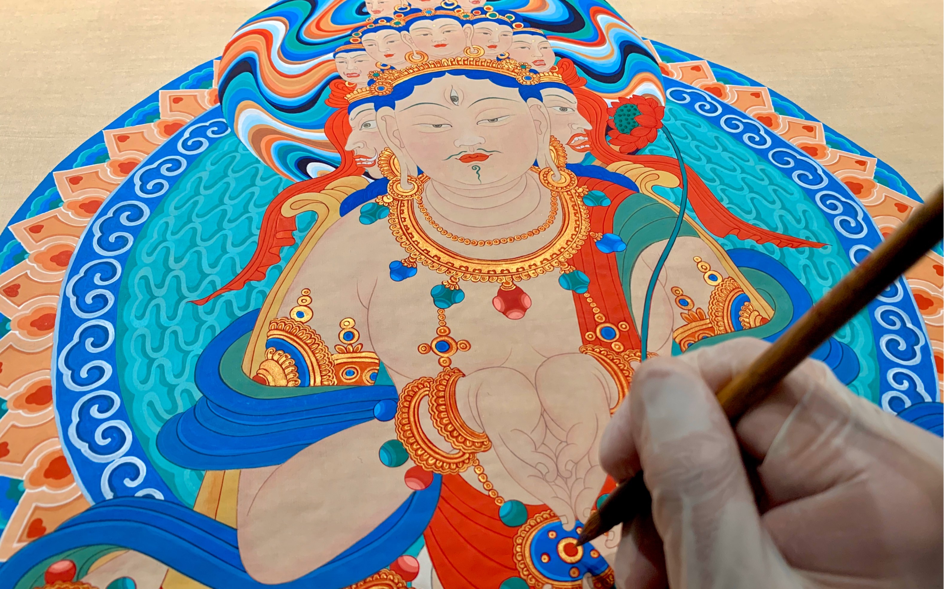 工笔重彩观音大士之二