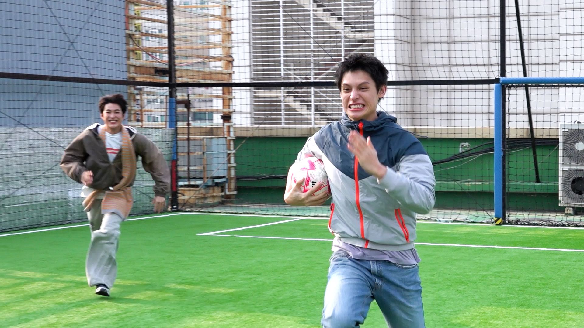 playing soccer