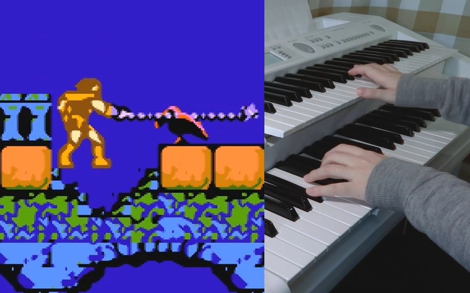 [fc] wicked child 恶魔城 fc初代 第三关bgm 双排键电子琴演奏_哔哩