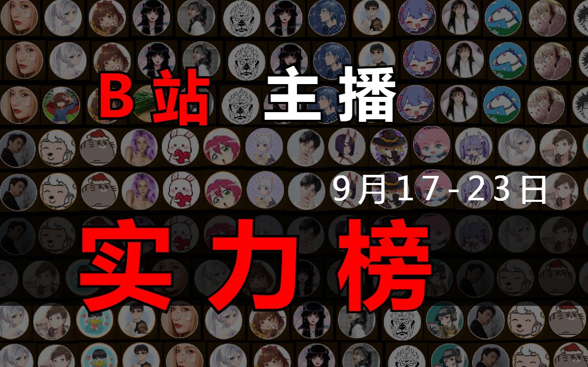 【B站主播实力榜】B站主播实力如何呢?看完这个榜就知道了(数据统计周期为一周:9月17日23日)电子竞技热门视频