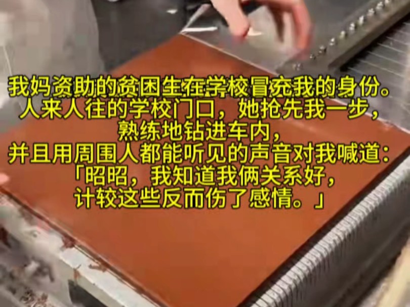 我妈资助的贫困生在学校冒充我的身份.人来人往的学校门口,她抢先我一步,熟练地钻进车内,并且用周围人都能听见的声音对我喊道:「昭昭,我知道我...