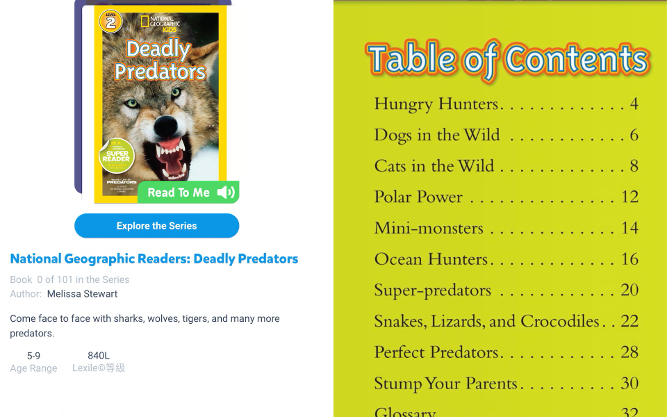 [图]Miss Bean loves Science: National Geographic Readers: Deadly Predators.