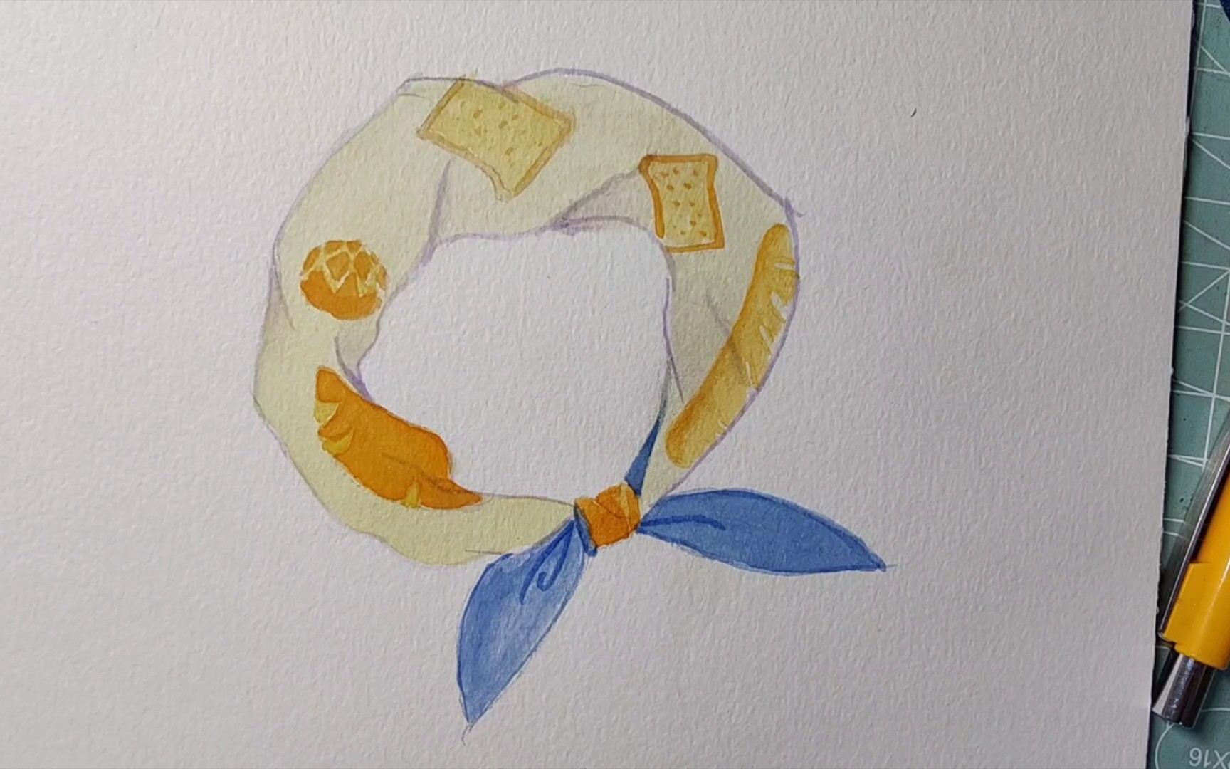 水彩一日一画丝巾