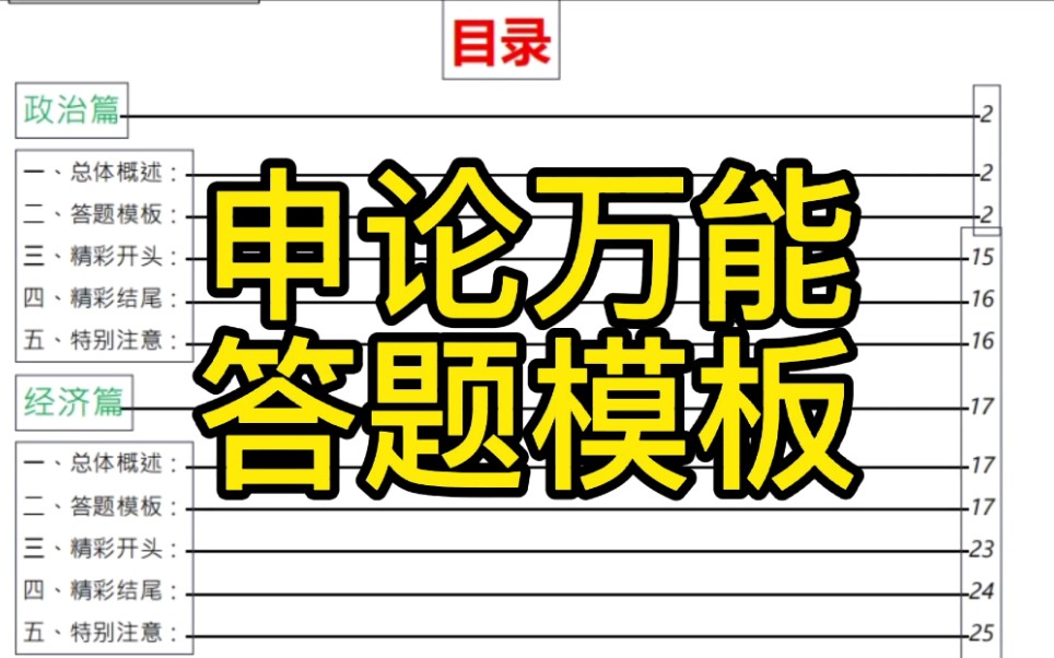 申论万能答题模板!(政治、经济、文化、社会、生态篇)完整版,三连领取啦!哔哩哔哩bilibili