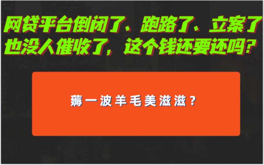 借钱的网贷公司倒闭、跑路、立案了,没人催收了,这个钱还要还吗?薅网贷平台的羊毛真的没关系吗?哔哩哔哩bilibili