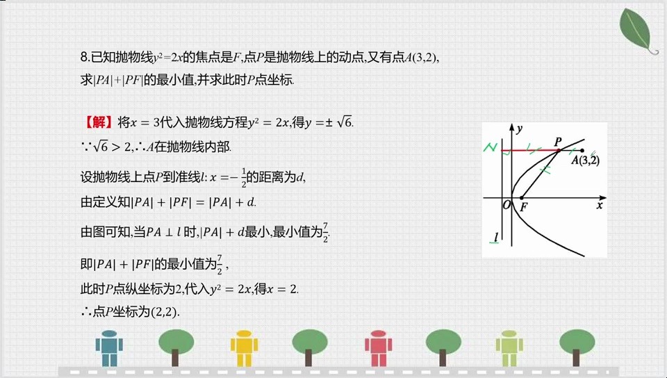 抛物线的标准方程练习题讲解 数学拓展模块一上册修订版(高等教育出版