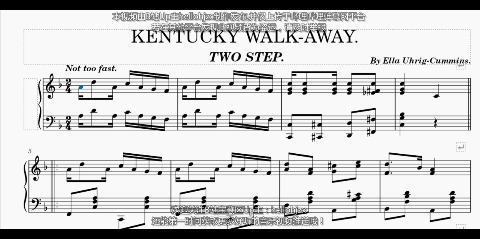 [图]艾拉·康明斯：《肯塔基快速二步舞曲》-Ella Uhrig Cummins:Kentucky Walk-Away (1904年出版)