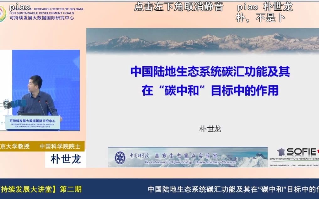 中国陆地生态系统碳汇功能及其“碳中和”目标中的作用 朴世龙院士哔哩哔哩bilibili