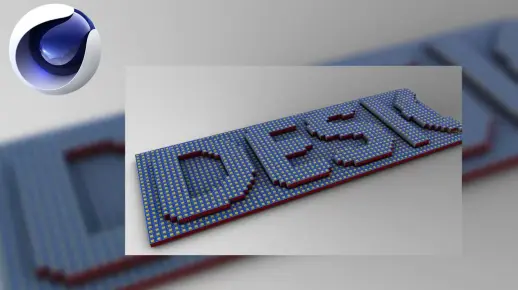 C4D技巧教程：LED屏式的C4D文字效果运动动画制作