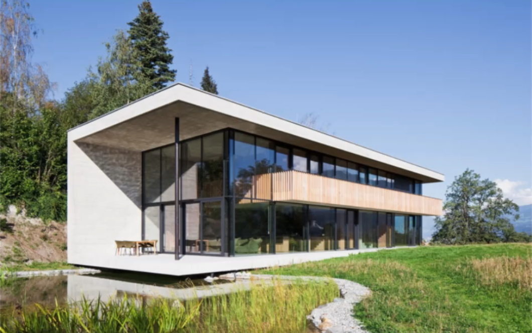 乡村自建房-现代简约倒u型住宅