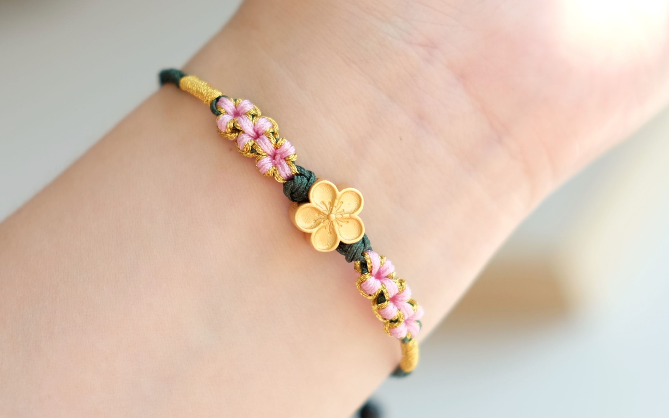 a1226|可穿珠桃花手绳-配色展示