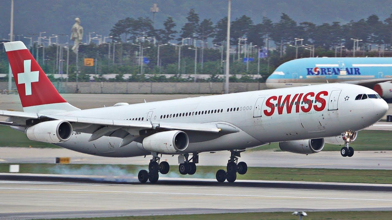 swiss a340-300|仁川国际机场|4k