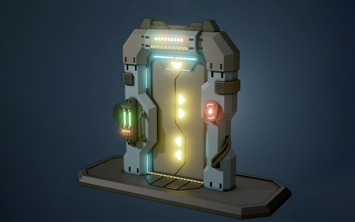 活动作品3dmax次世代科幻门模型制作3d场景道具建模全流程教学