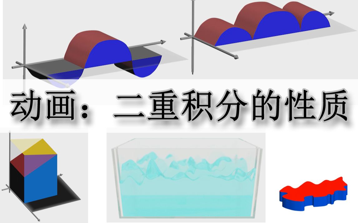 [图]动画课程：二重积分的性质，同济教材10.2【考研数学，高等数学】小元老师，心一学长