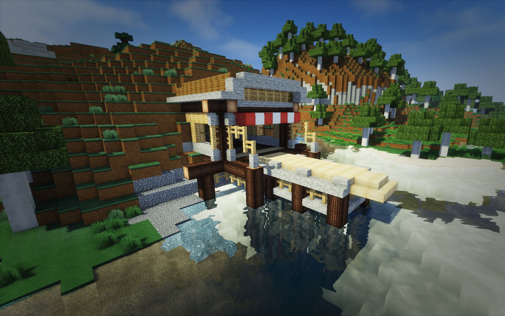 【鬼影mc建筑】教你做一个水边小木屋!