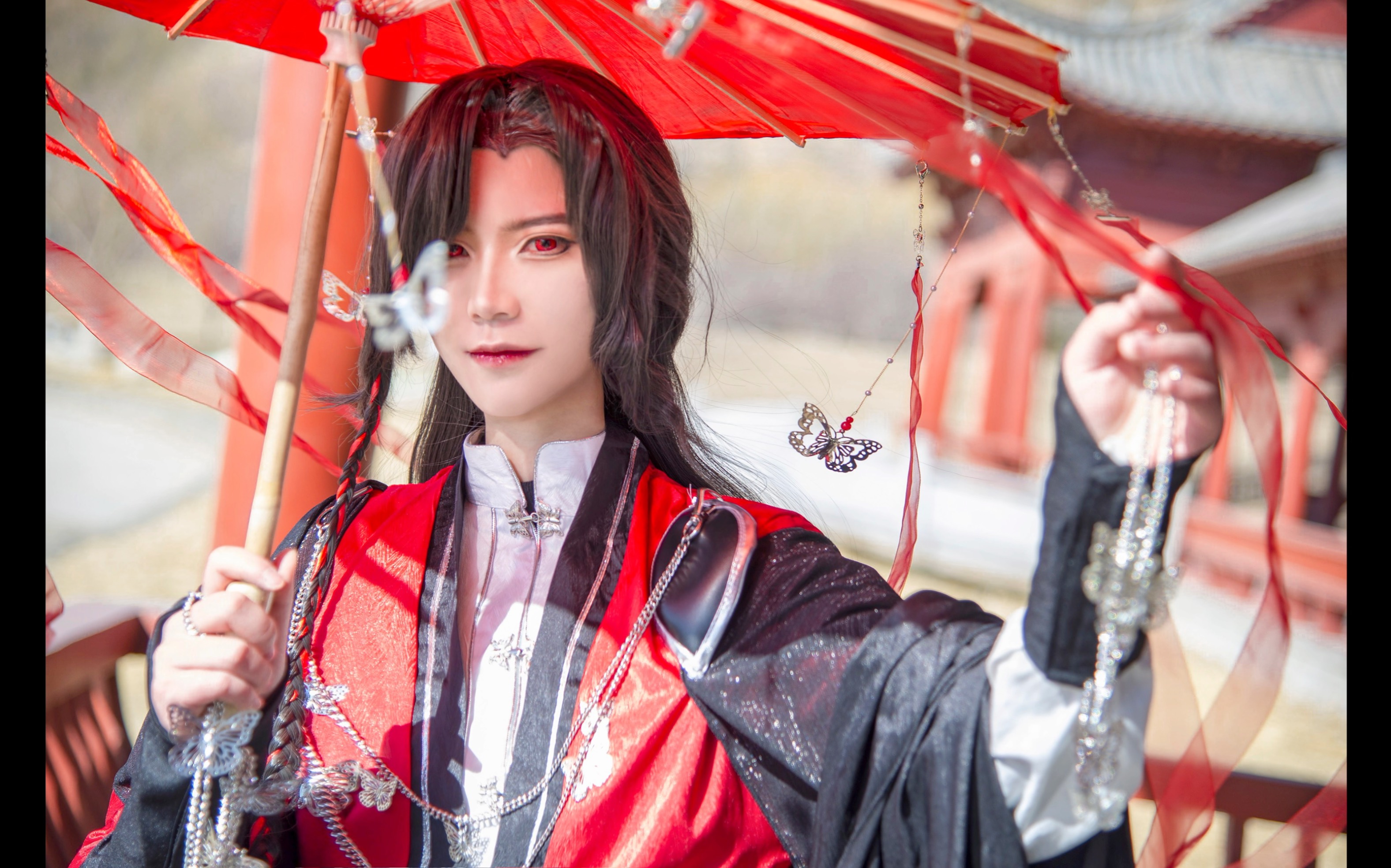 【天官赐福·花城cos正片】粗略妆面记录 拍摄花絮的瞎拍vlog_哔哩