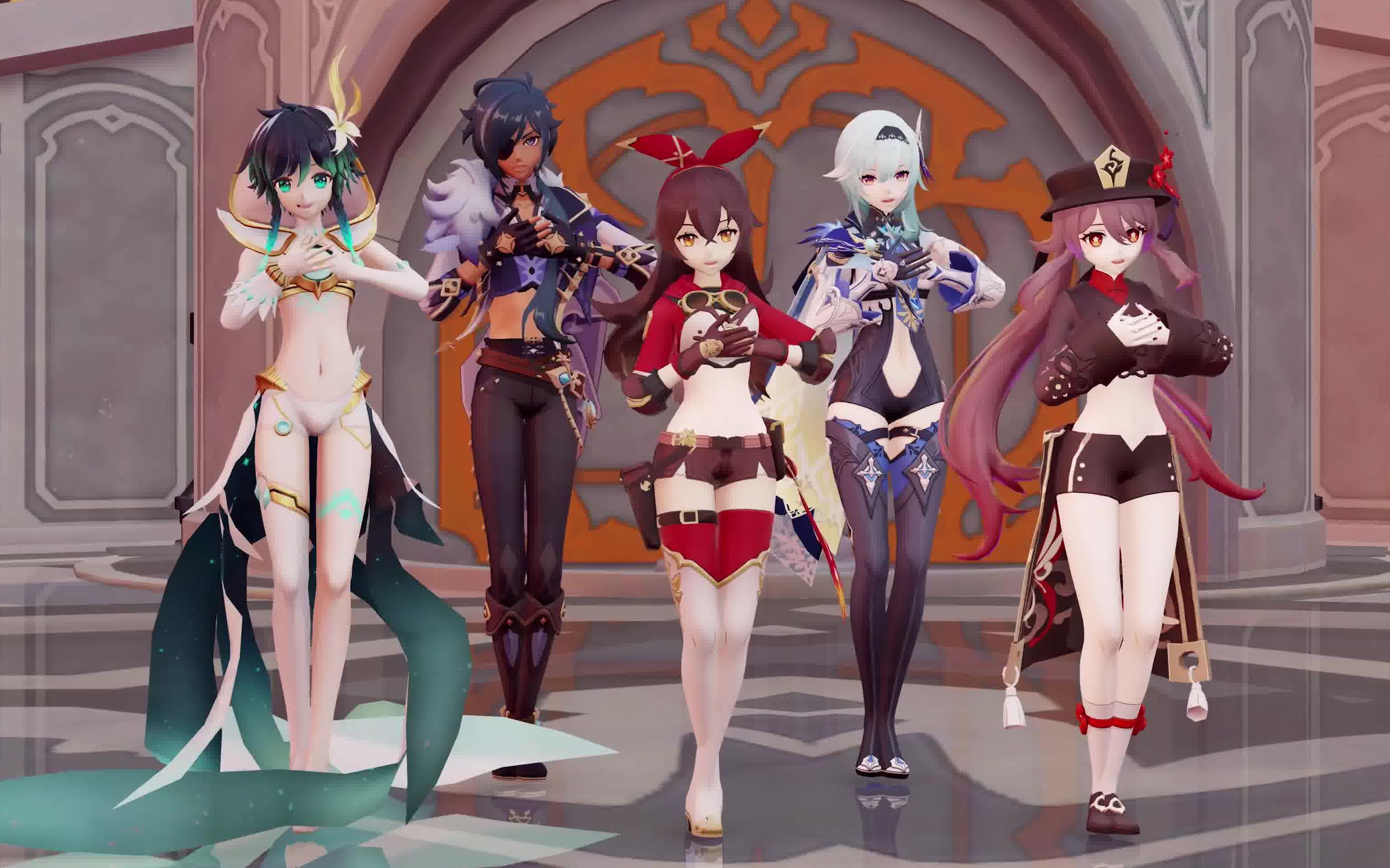 【原神mmd/4k/60fps】提瓦特露脐装天团(第一季) / girls - maria