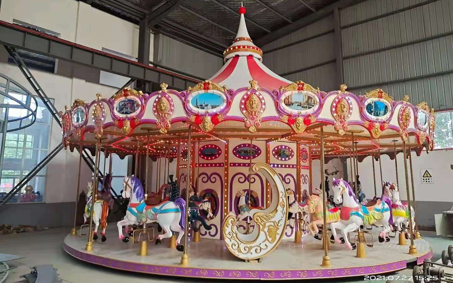 36座单飞檐旋转木马  室内外儿童乐园网红转马游乐设备