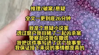 下载视频: 【完结文】我是个悬疑小说家，透过窗户我目睹了一起凶杀案，警察却说我在撒谎，我把这件事写进了这个故事里，我保证我接下来说的事情都是真的