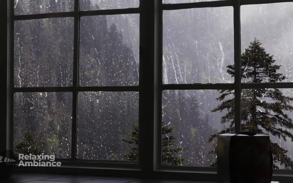 窗外下大雨图片