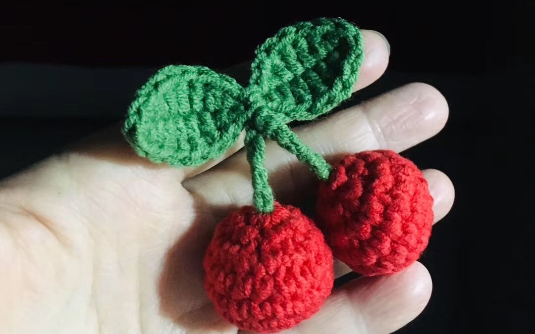 糖糖手作(第148集)钩针编织樱桃 手工毛线diy 新手编织视频-bili