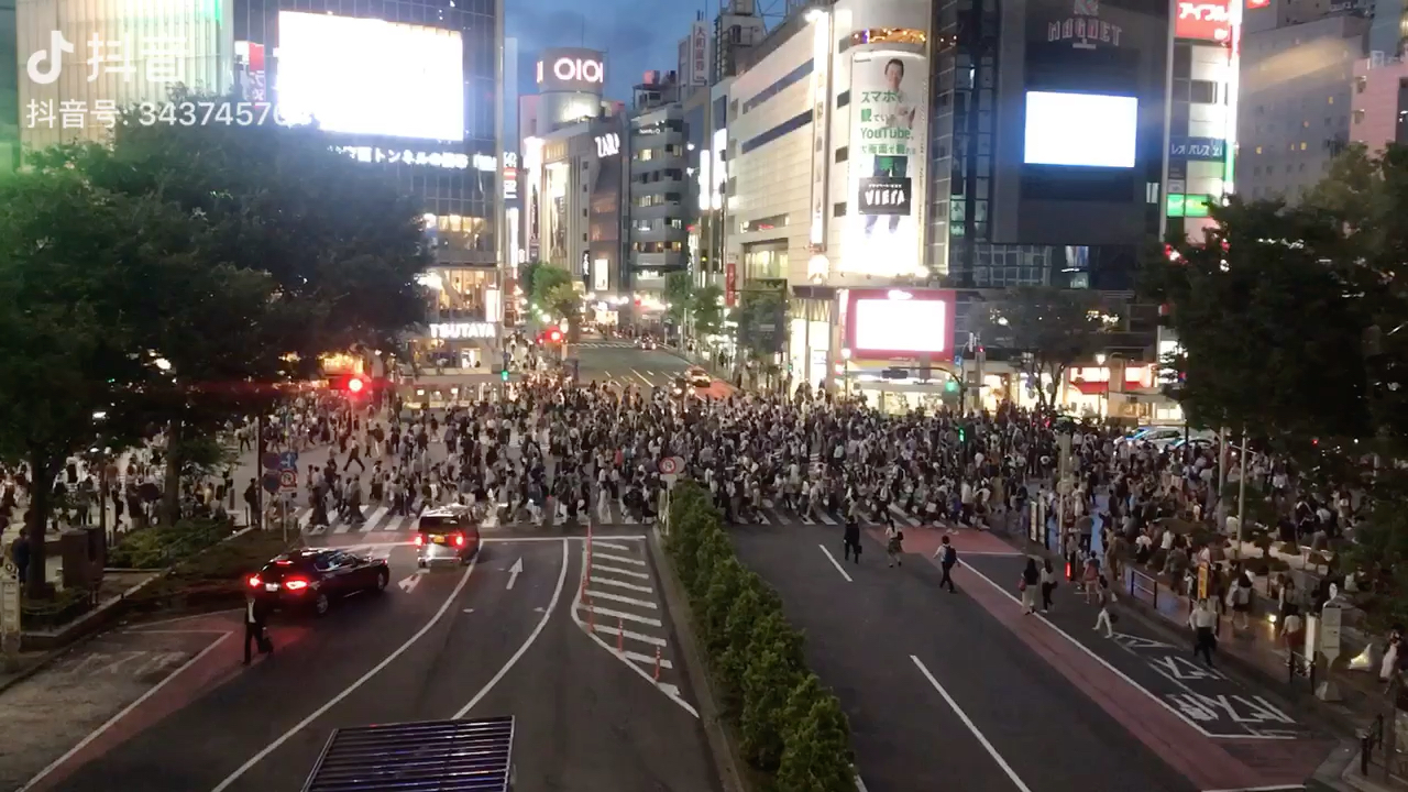 世界上人流量最多的涩谷八公十字路口