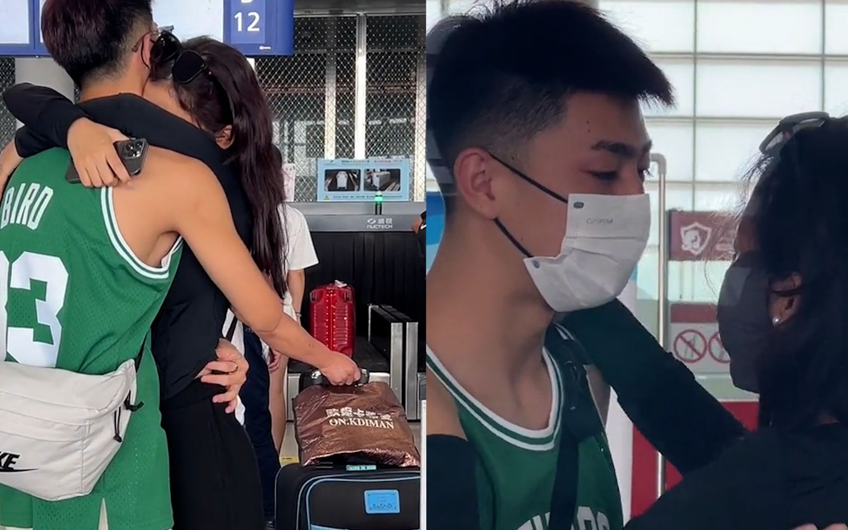 异地情侣机场含泪分别,两人紧紧相拥满脸不舍,男生细节令人羡慕